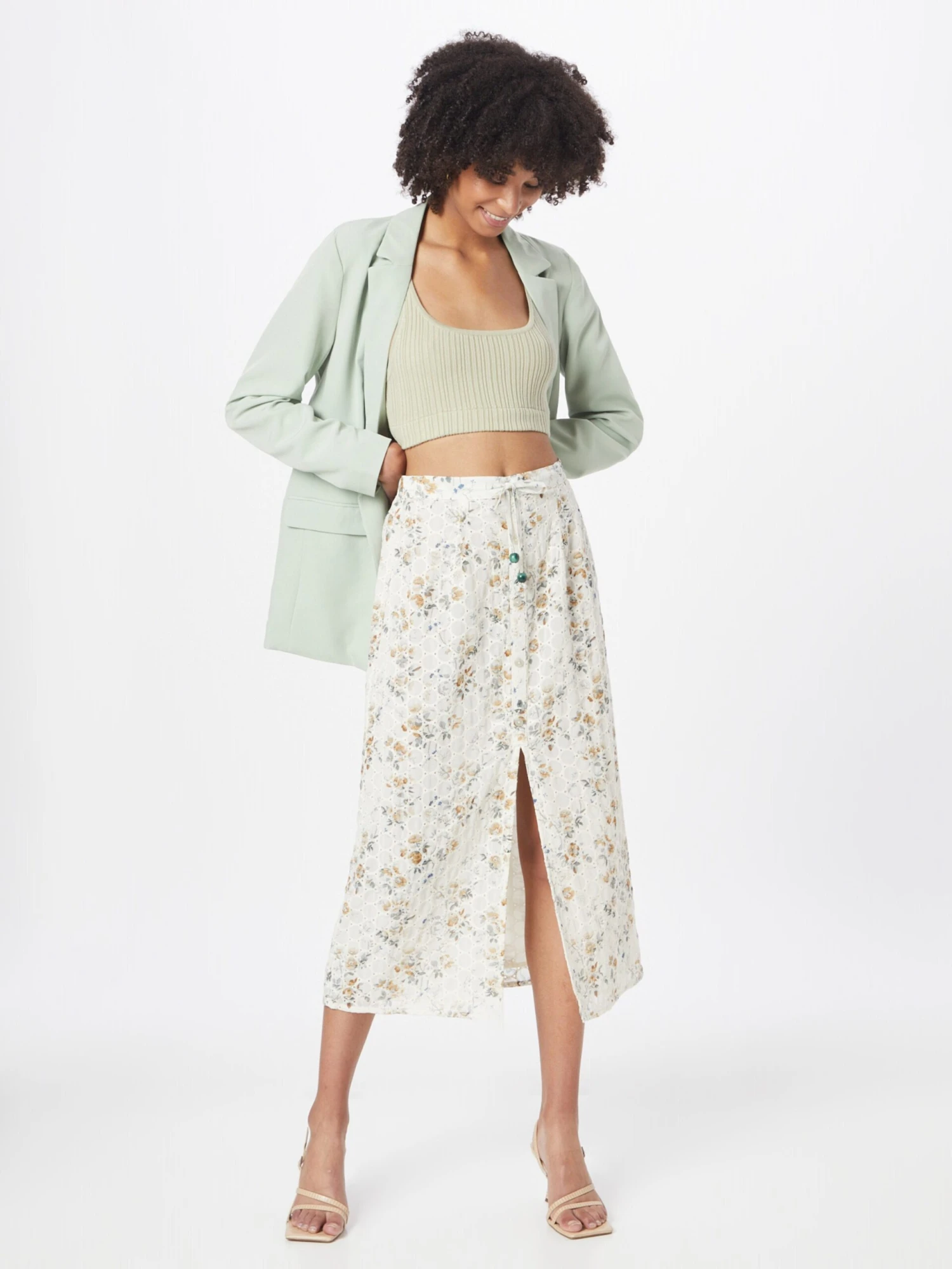 RIVER ISLAND Midi Rokken Rok Dames Crème / Sand - Afbeelding 5