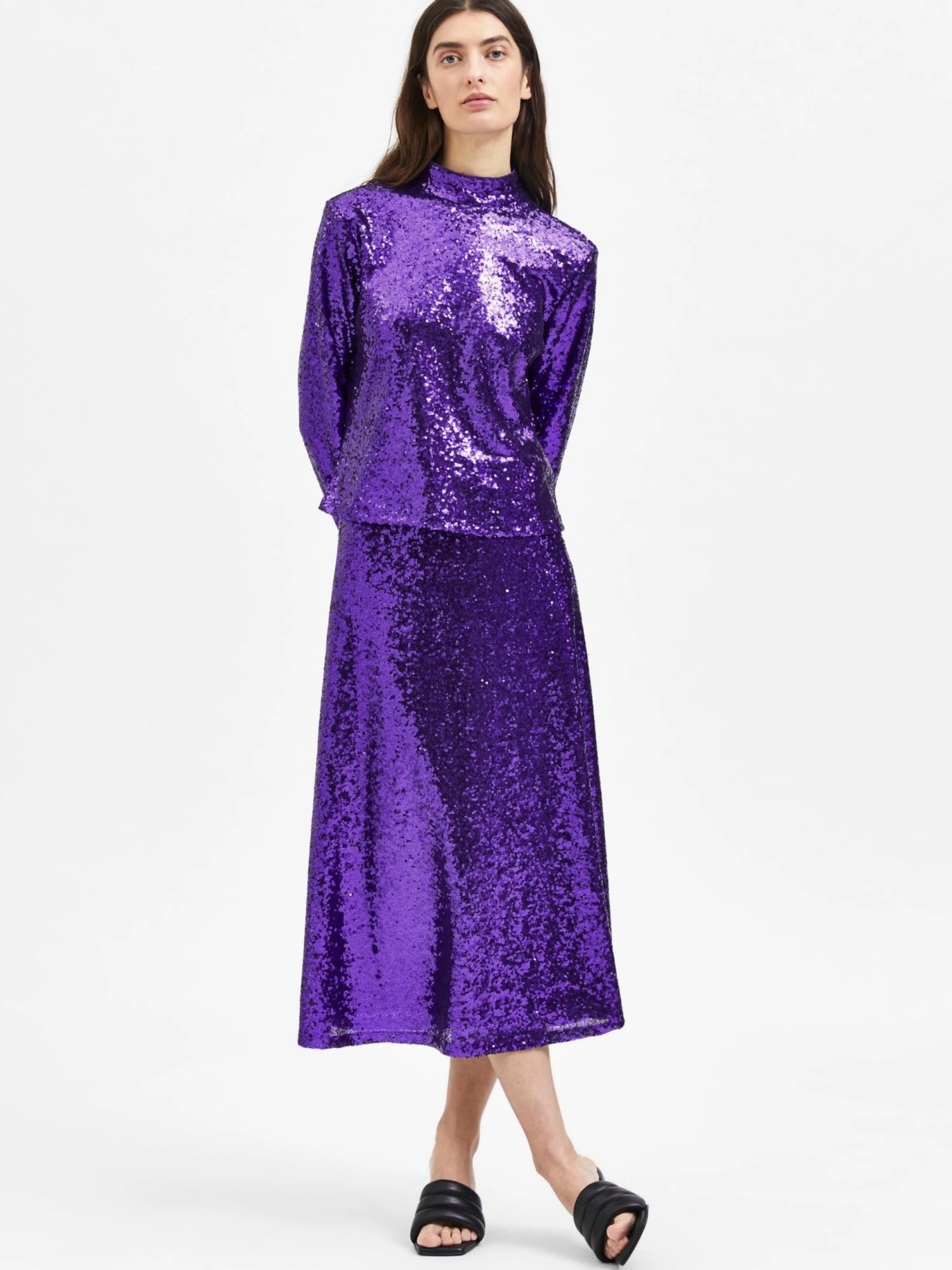 Selected Femme Midi Rokken Rok Sola Dames Lila - Afbeelding 4