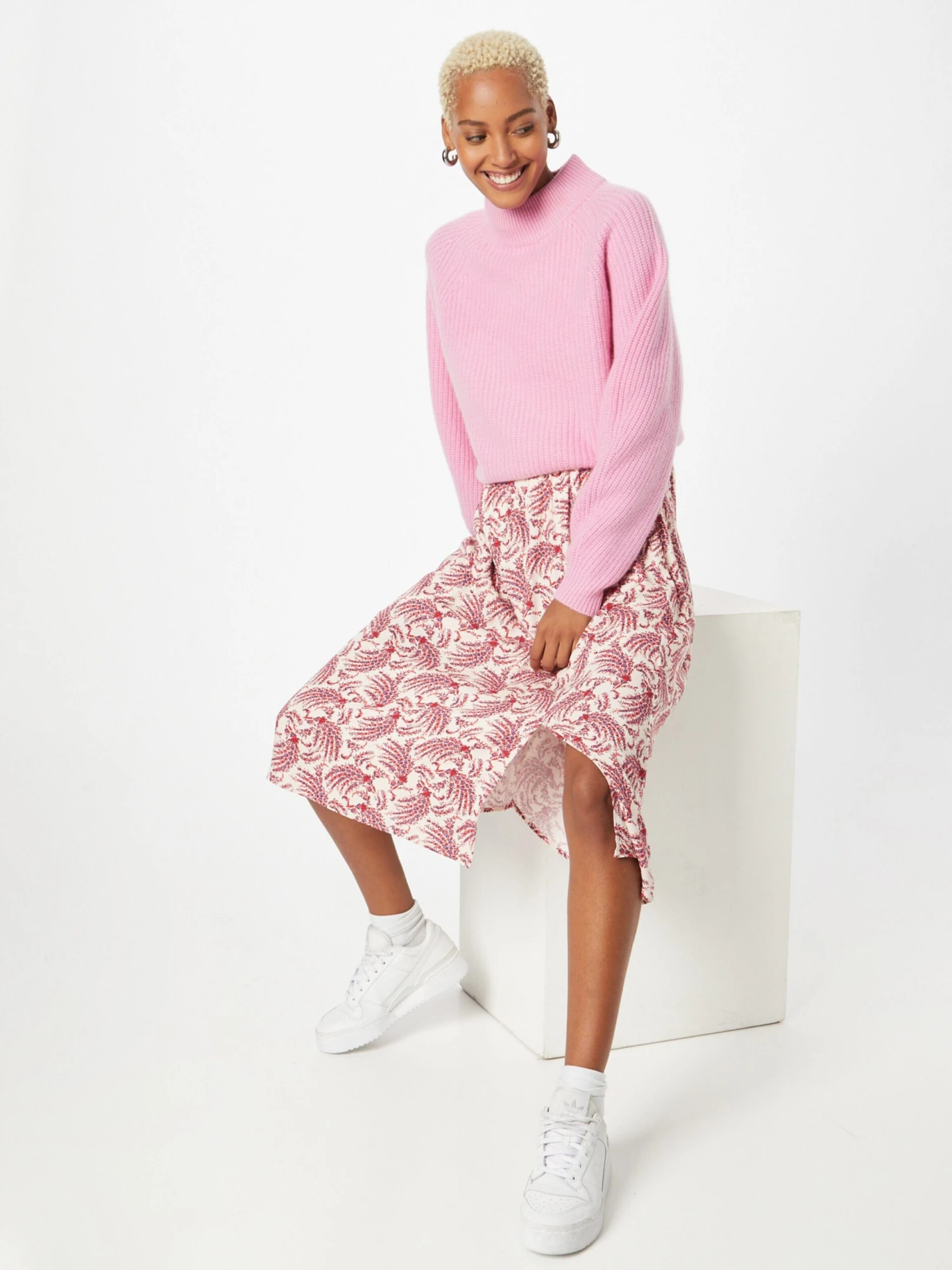 ESPRIT Midi Rokken Rok Dames Rood / Offwhite - Afbeelding 4