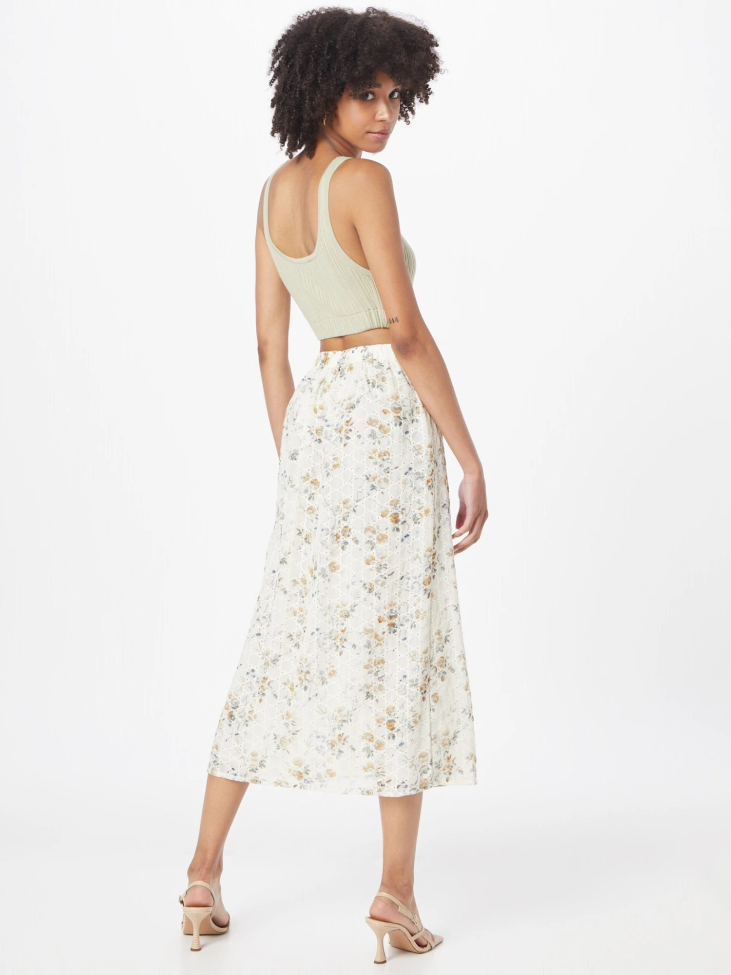RIVER ISLAND Midi Rokken Rok Dames Crème / Sand - Afbeelding 4