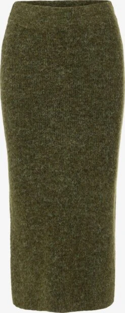 Pieces Midi Rokken Rok Fanna Dames Olijfgroen